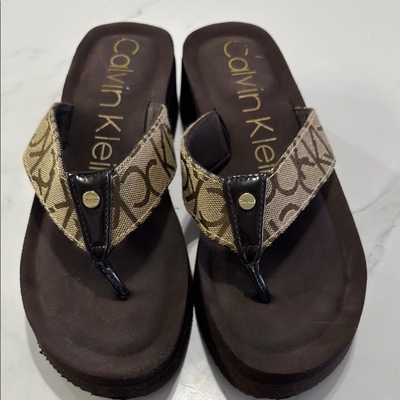 Calvin Klein Brown and Tan Sandals - Picture 1 of 5